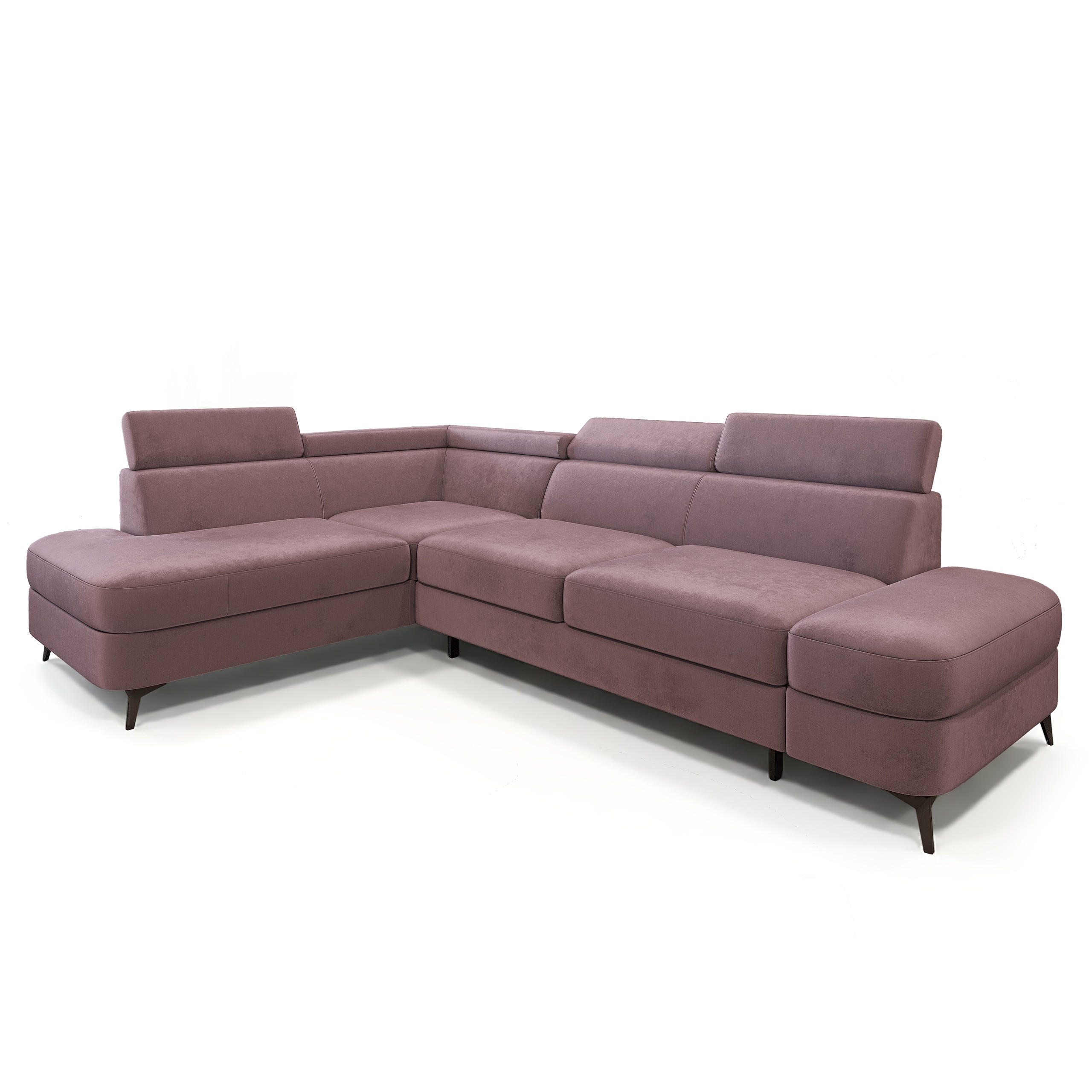 ECKSOFA AVISE M L-S Lila Velours-Stoff mit Schlaffunktion - Lila, Holzwerkstoff/Textil (268/195cm) - MASSENO