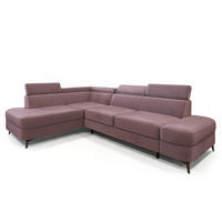 ECKSOFA AVISE M L-S Lila Velours-Stoff mit Schlaffunktion - Lila, Holzwerkstoff/Textil (268/195cm) - MASSENO