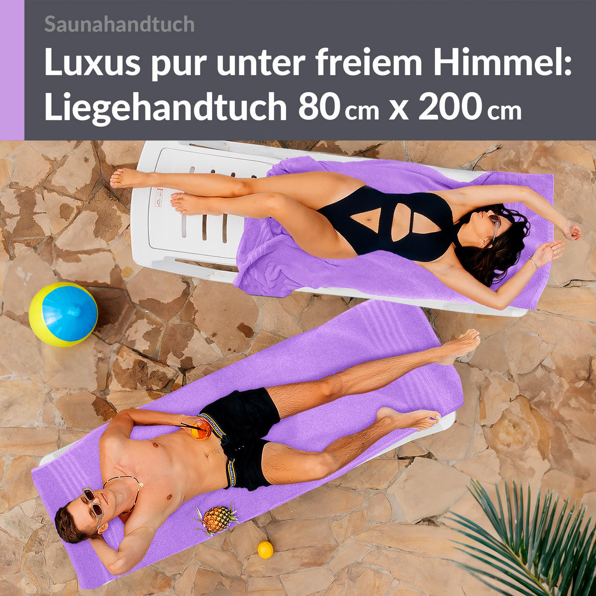 SAUNATUCH 80x200 cm 2er Set London Flieder Lila - Flieder, Textil (80/200cm) - Lashuma
