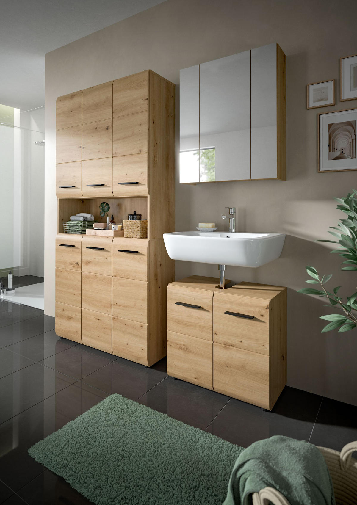 BADEZIMMER Alba 3-tlg. (B/H/T: ca. 165/185/30 cm) in Artisan Oak /Artisan Oak - Eiche Artisan, Holz (165/185/30cm)