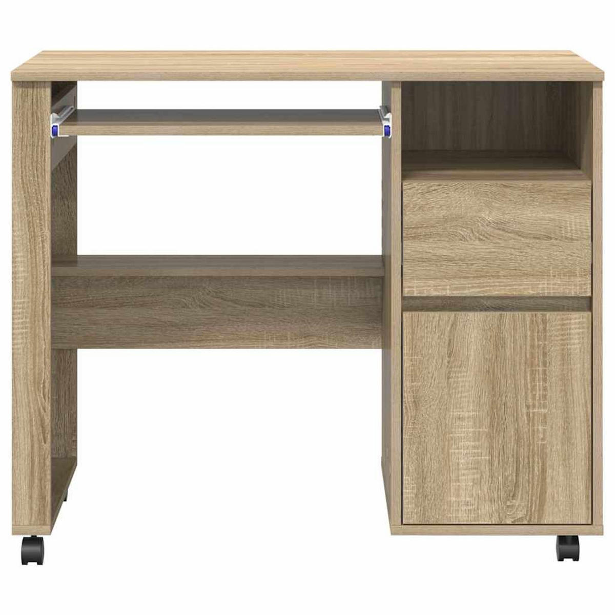TISCH Mit Rädern Sonoma-Eiche 91/50/77 Cm Holzwerkstoff - Braun, Holzwerkstoff (91/50/77cm) - vidaXL
