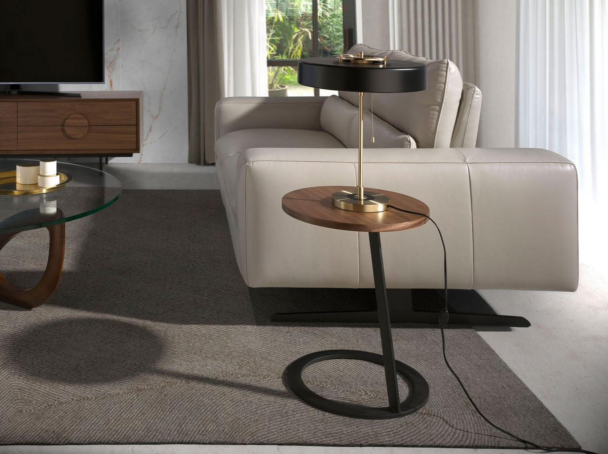 ECKTISCH Runder Ecktisch Nussbaum und schwarzer Stahl Ø40/52 cm - Nussbaumfarben/Schwarz, Holz (40/40/52cm) - ANGEL CERDA