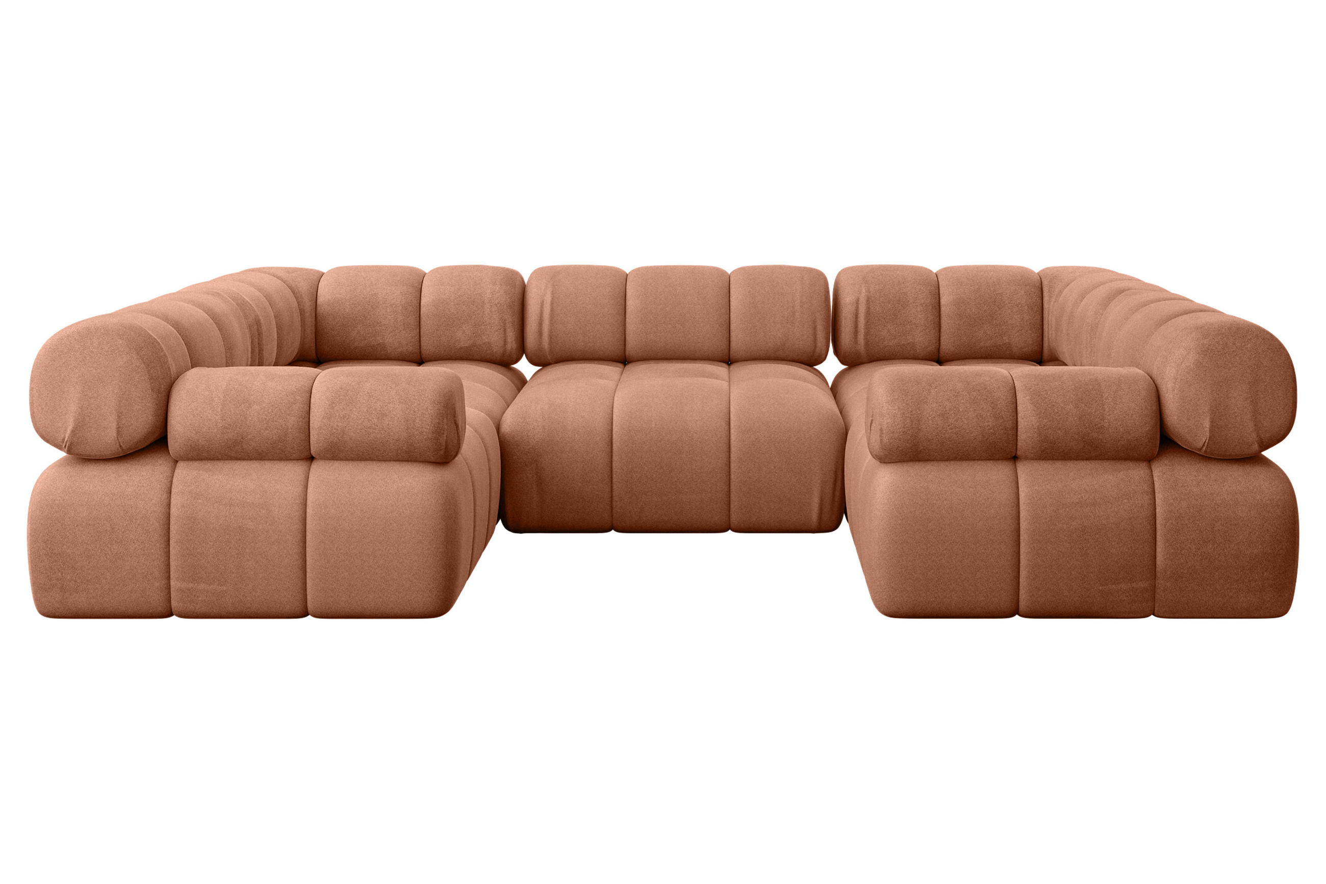 WOHNLANDSCHAFT modulares Sofa Birno-U1 - 285x190x70 cm Apricot Velours - Koralle, Holzwerkstoff/Textil (285/70/190cm) - ALTDECOR