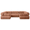 WOHNLANDSCHAFT modulares Sofa Birno-U1 - 285x190x70 cm Apricot Velours - Koralle, Holzwerkstoff/Textil (285/70/190cm) - ALTDECOR