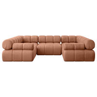 WOHNLANDSCHAFT modulares Sofa Birno-U1 - 285x190x70 cm Apricot Velours - Koralle, Holzwerkstoff/Textil (285/70/190cm) - ALTDECOR