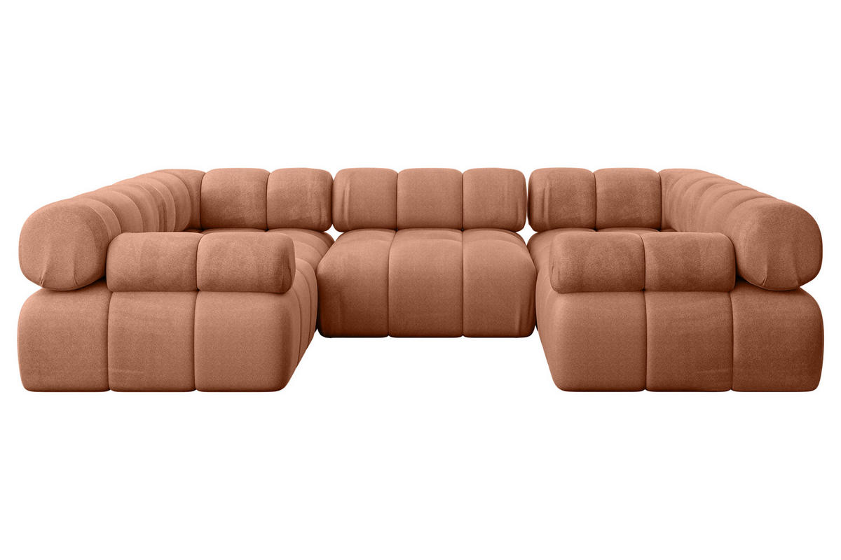 WOHNLANDSCHAFT modulares Sofa Birno-U1 - 285x190x70 cm Apricot Velours - Koralle, Holzwerkstoff/Textil (285/70/190cm) - ALTDECOR