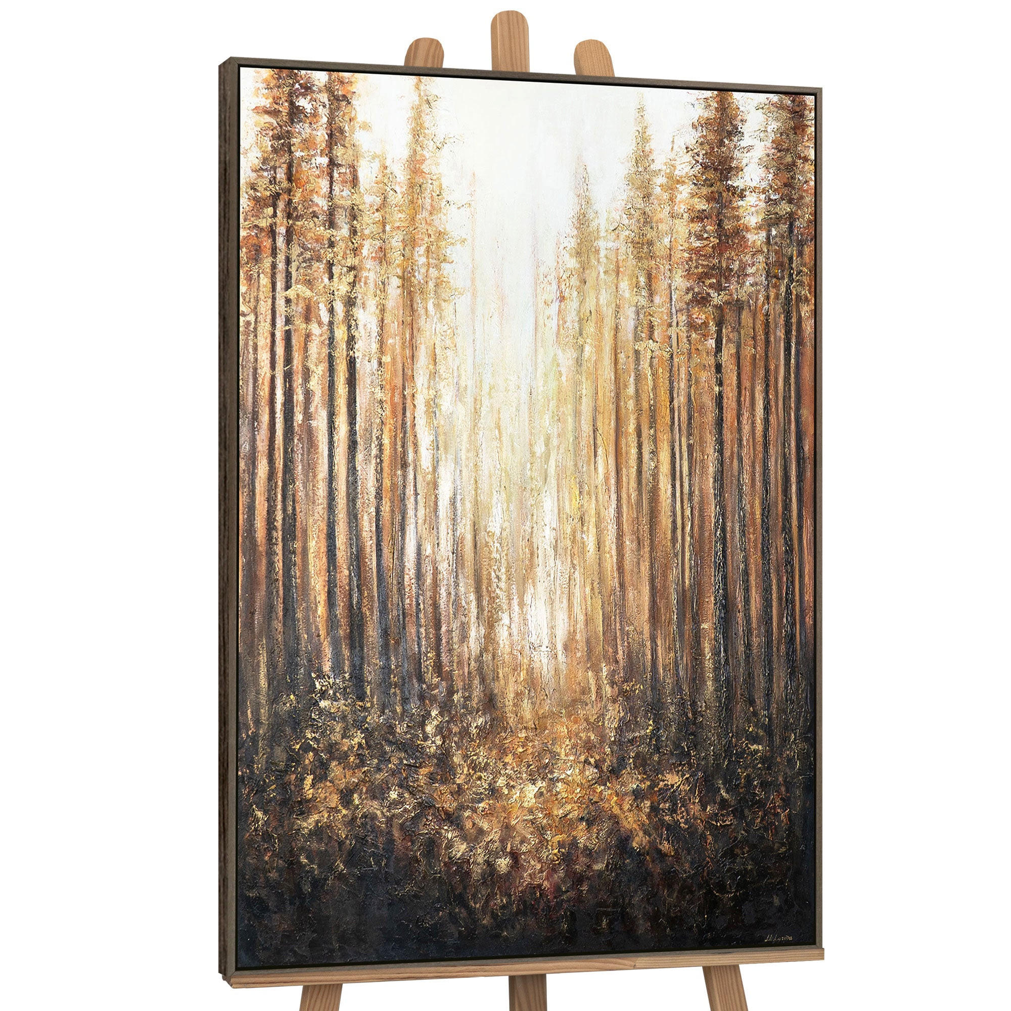 GEMÄLDE Waldglanz Schattenfugenrahmen Grau 120x80 cm - Grau, Holz (120/80cm) - YS-art gallery