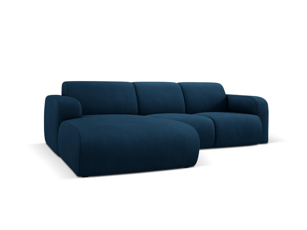 ECKSOFA links Molino aus strukturiertem Stoff königsblau 4 Sitzplätze - Blau, Textil (170/250cm) - Micadoni