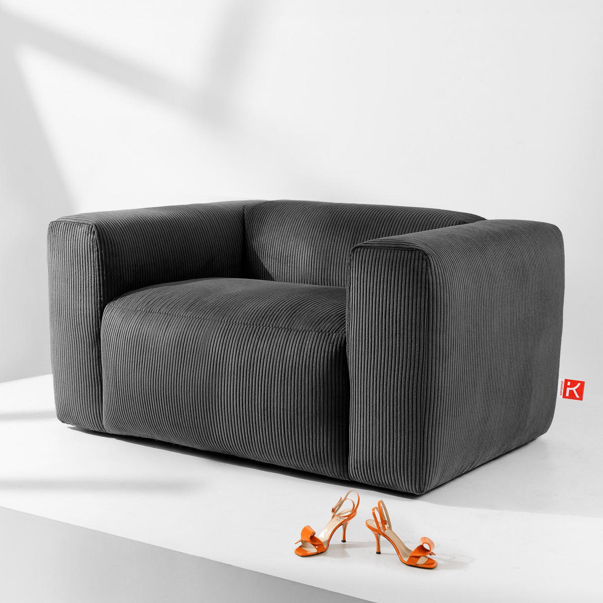 SESSEL BUFFO , Grau - Grau, Textil (130/73/96cm) - KONSIMO®