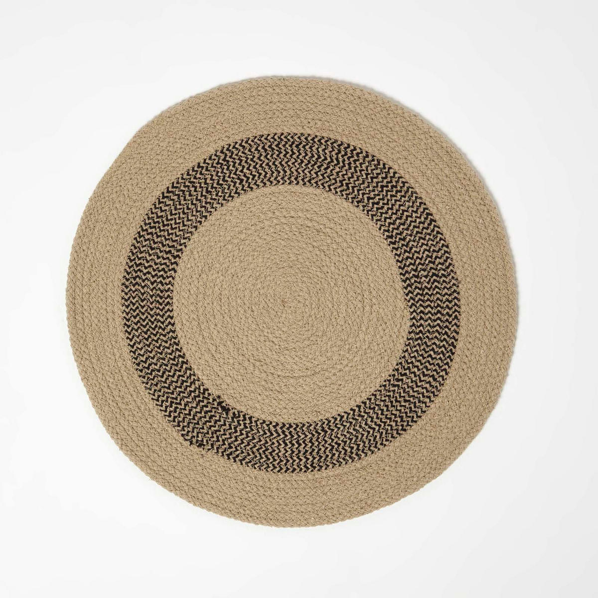 TISCHSET rund im 4er-Set 40 cm, schwarz-natur aus Baumwolle - Schwarz/Braun, Textil (40/40cm) - Homescapes
