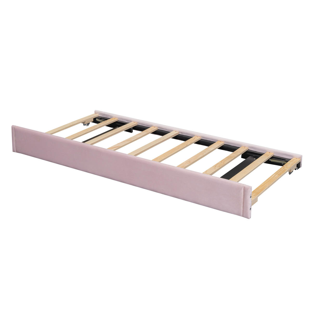 POLSTERBETT 90/200 cm Rosa aus Samt mit Rollbett - Rosa, Textil (90/200cm) - OKMYHOME