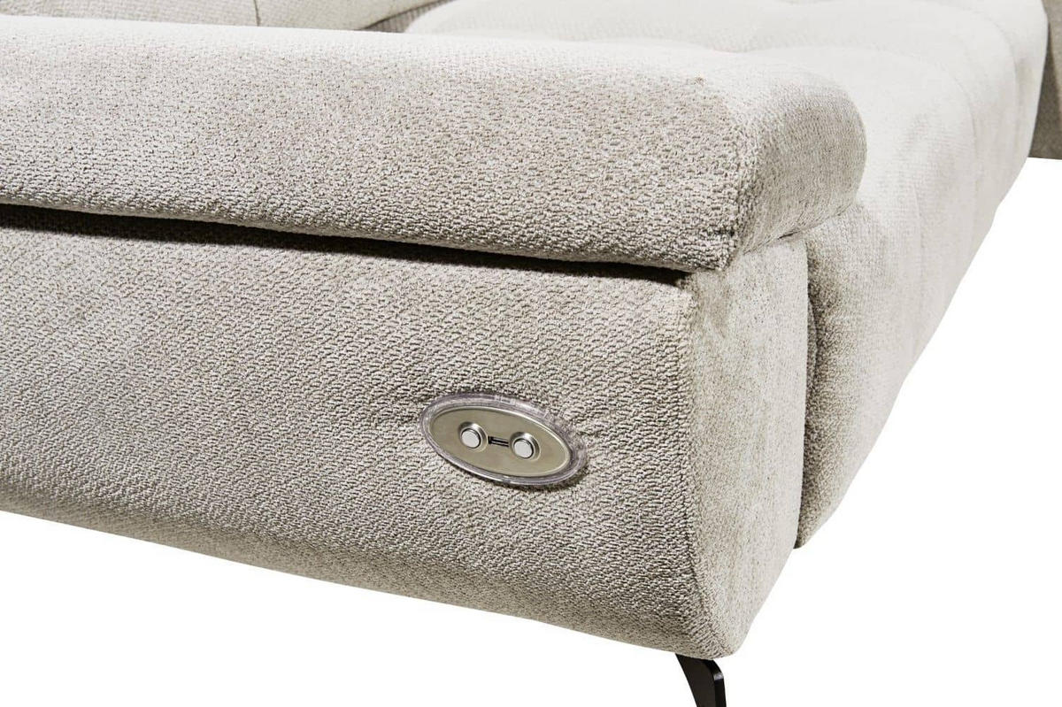 ECKSCHLAFSOFA mit Schlaffunktion & elektrischer Sitztiefenverstellung - Taupe/Silberfarben, Holz/Kunststoff (170/297cm) - ed exciting design