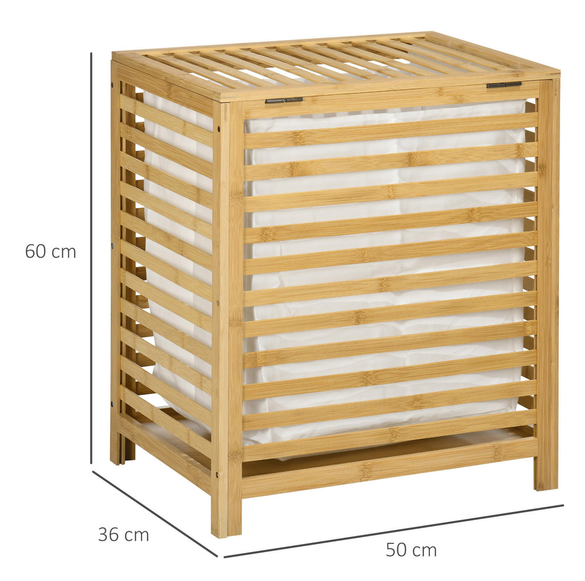 WÄSCHEKORB 50x36x60 cm in Natur aus Bambus mit Deckel & Innenbeutel - Naturfarben, Naturmaterialen (36/60/50cm) - Modfu