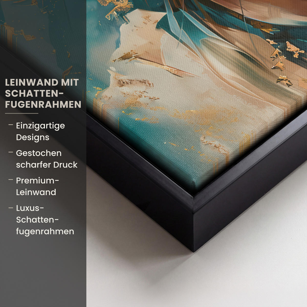 LEINWAND Bilder mit Rahmen - Frau - Porträt - Gold - Luxus - Blau - 30x20 - Türkis, Textil (30/20cm) - MuchoWow