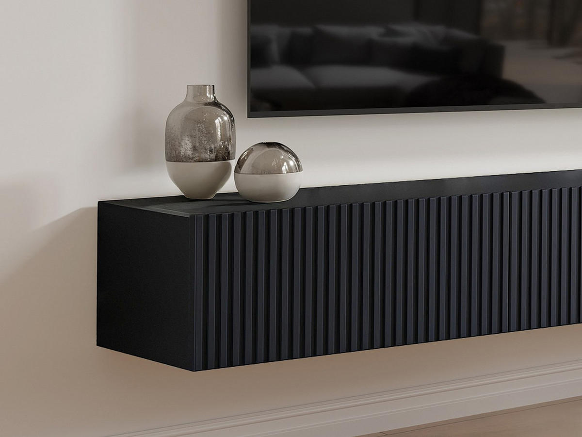 TV-HÄNGESCHRANK - 200 cm x 32 cm - holz - schwarz Dantay - Schwarz, Holz (200/25/32cm) - Vente-Unique