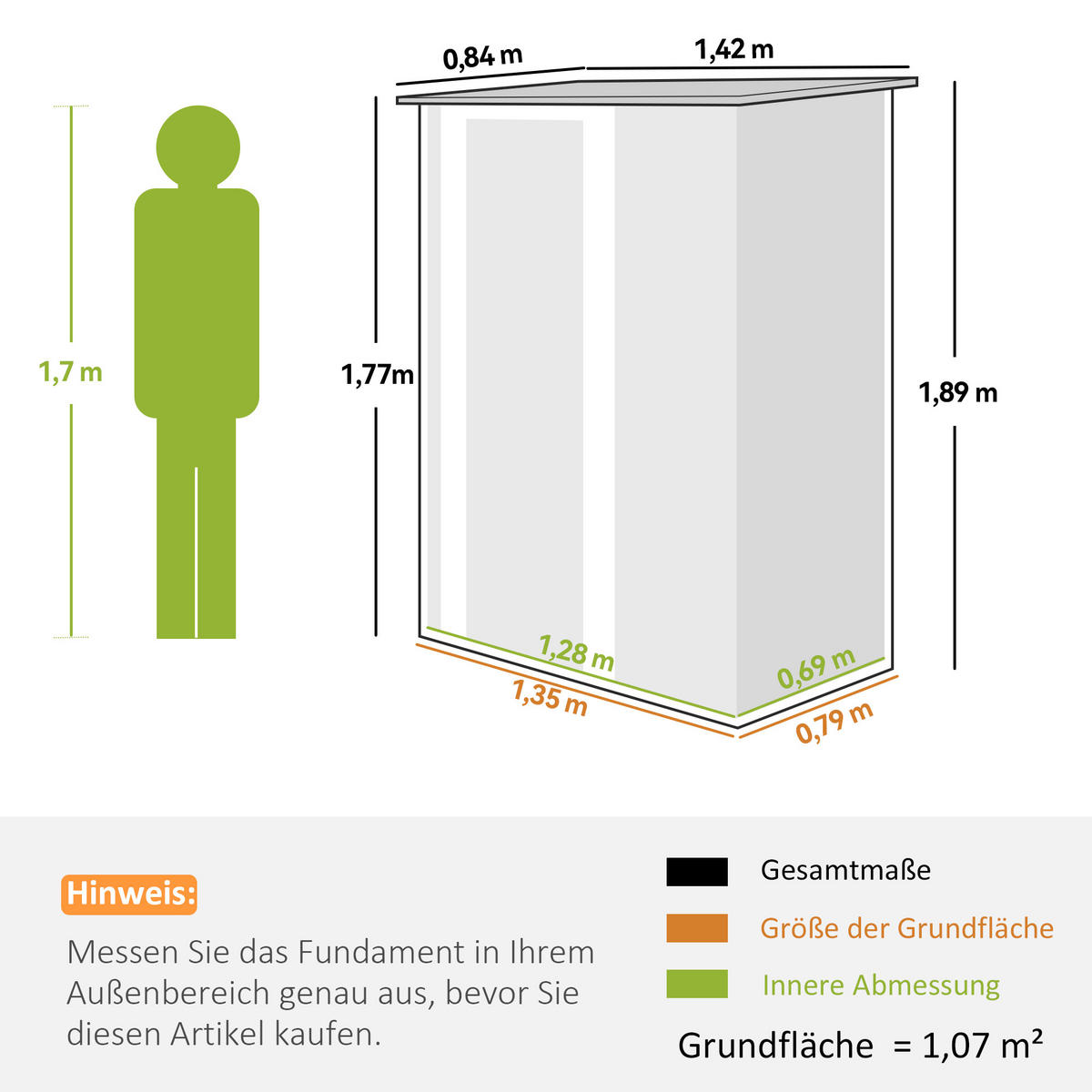 GERÄTEHAUS mit Pultdach 1,07 m² 142 x 84 x 189 cm Braun - Braun, Metall (86/189/142cm) - Outsunny
