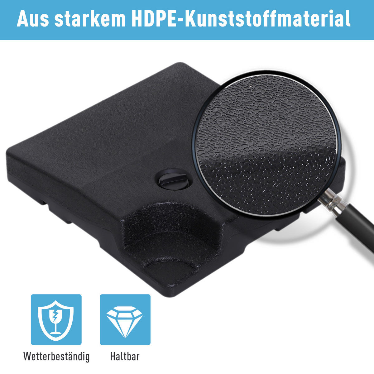 SONNENSCHIRMSTÄNDER befüllbar mit Sand Wasser HDPE-Kunststoff Schwarz Maße pro Element 51 x 51 x 12 cm bis zu 130 kg - Schwarz, Kunststoff (51/51cm) - Outsunny