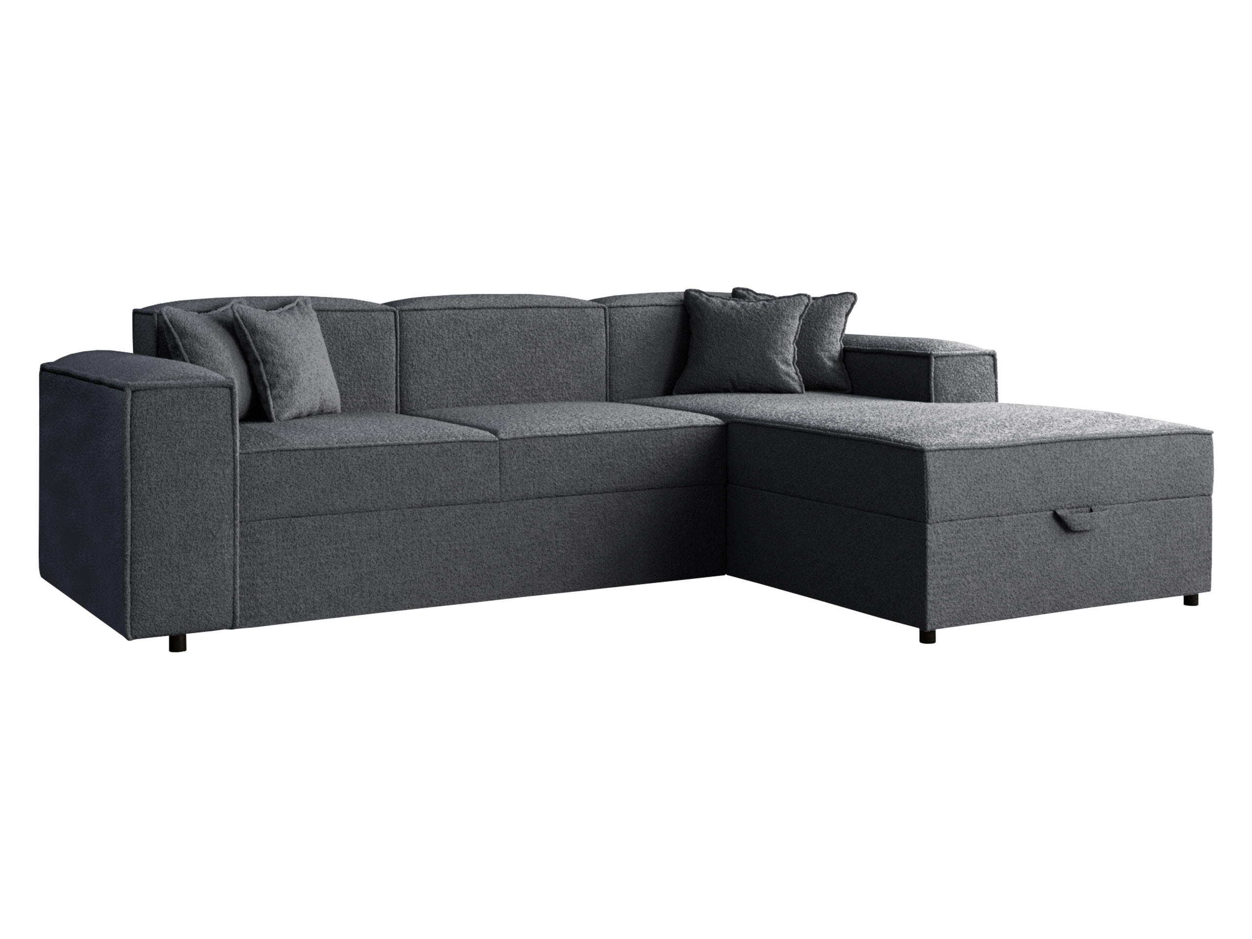 ECKSOFA Santos L, Seite: Rechts - Dunkelgrau/Schwarz, Holzwerkstoff/Kunststoff (253/166cm) - MIRJAN24