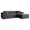 ECKSOFA Santos L, Seite: Rechts - Dunkelgrau/Schwarz, Holzwerkstoff/Kunststoff (253/166cm) - MIRJAN24