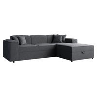 ECKSOFA Santos L, Seite: Rechts - Dunkelgrau/Schwarz, Holzwerkstoff/Kunststoff (253/166cm) - MIRJAN24