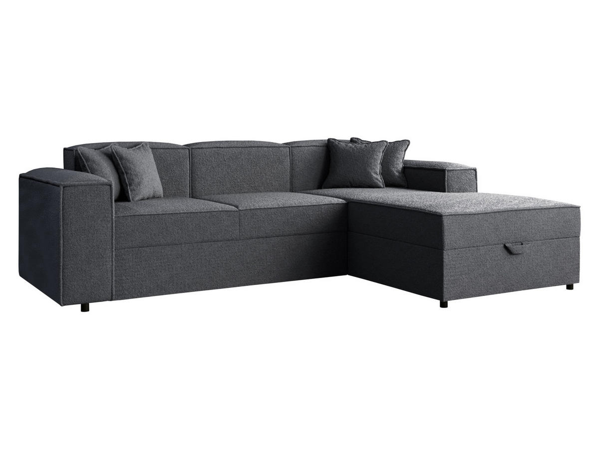ECKSOFA Santos L, Seite: Rechts - Dunkelgrau/Schwarz, Holzwerkstoff/Kunststoff (253/166cm) - MIRJAN24