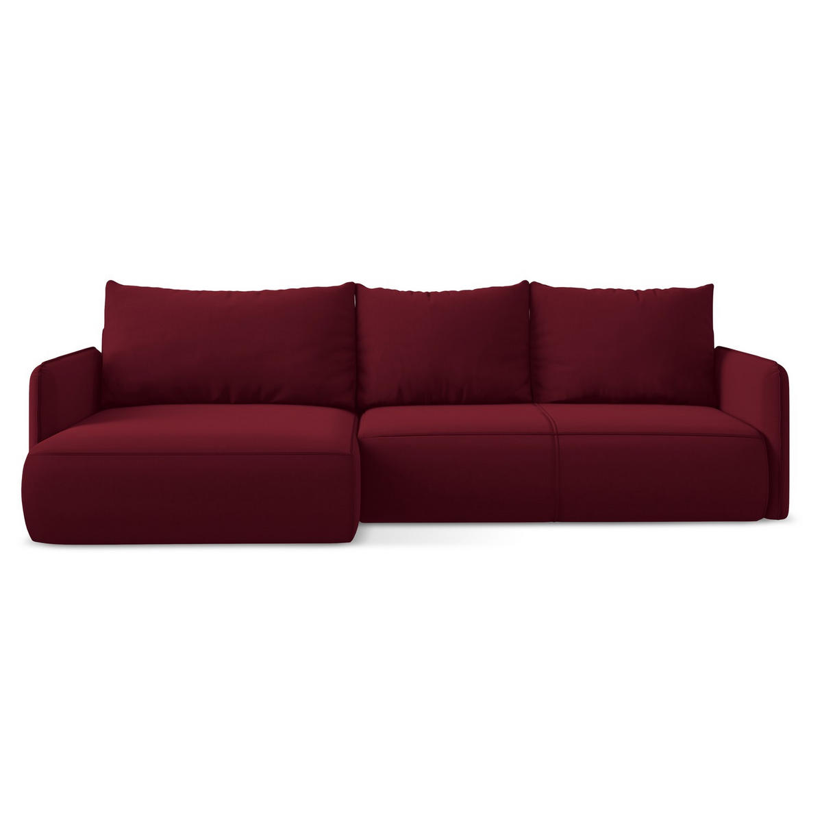 ECKSOFA mit Schlaffunktion Samt Stoff Rot - Bordeaux/Rot, Kunststoff/Textil (148/240cm) - LaMiaSofa