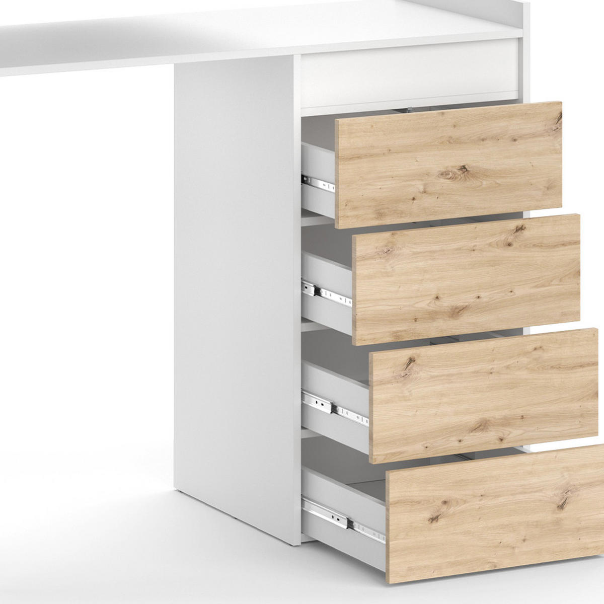 WASCHMASCHINENSCHRANK Alf Weiß 116 x 98 cm mit 4 Schubladen - Eichefarben/Weiß, Holzwerkstoff (116/98/50cm) - Vicco
