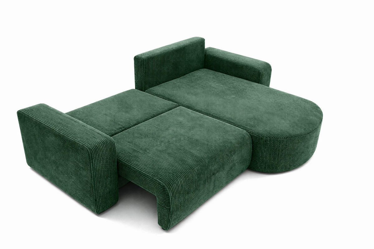 ECKSOFA Mit Schlaffunktion, Cordstoff Poso, Grün, Rechts, ROUND ONE - Grün, Holz (244/175cm) - Kaiser Möbel