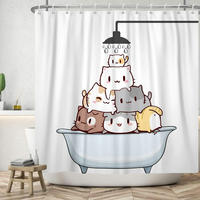 DUSCHVORHANG Katze in Badewanne niedlich lustig Tier 150 x 180 cm wasserdicht - Weiß, Textil (180/150cm) - MCBOSON