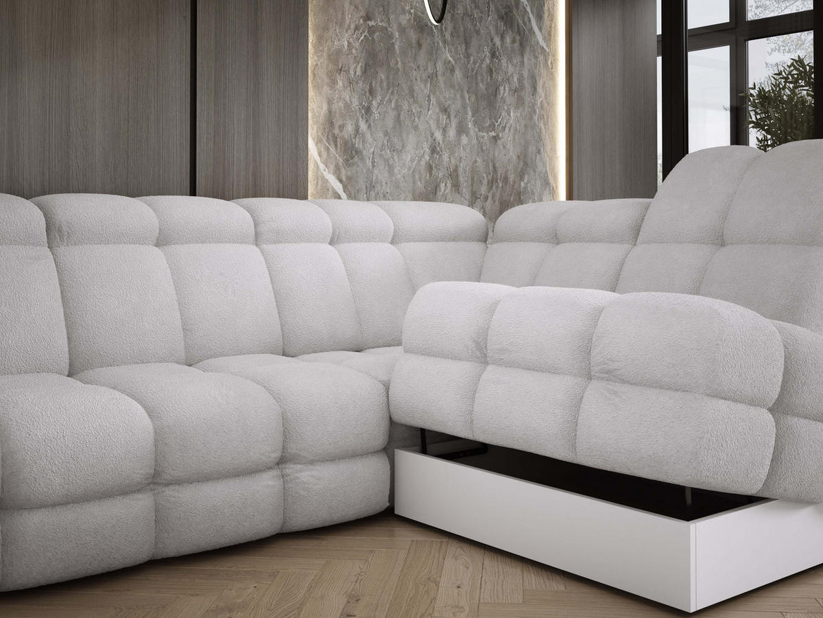 ECKSOFA TOLLO Anthology-stoff U-form 400x217x105 cm silber - Weiß, Holz/Textil (400/217cm) - DomoHome