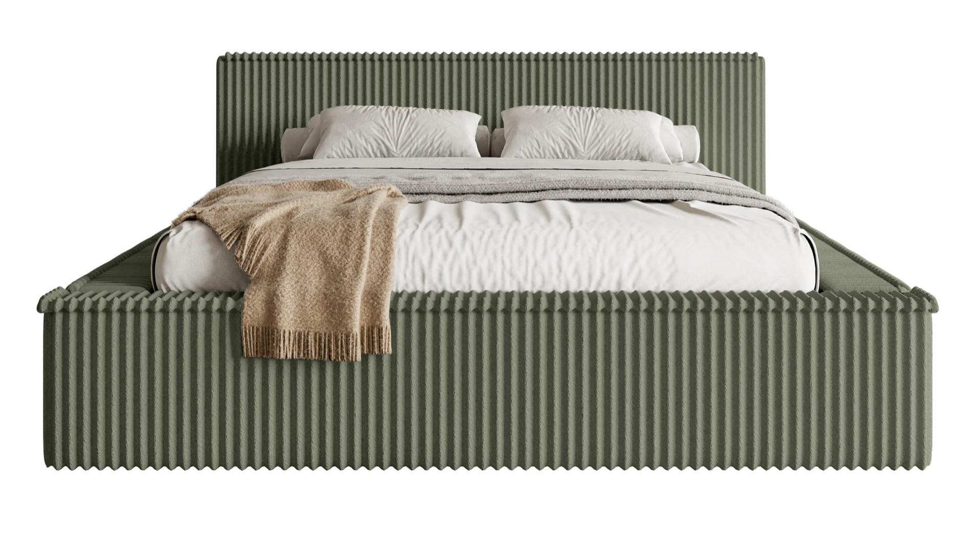 POLSTERBETT AFFOLIO Khaki 140x200 cm - Schwarz/Grün, Holz/Textil (140/200cm) - Selsey