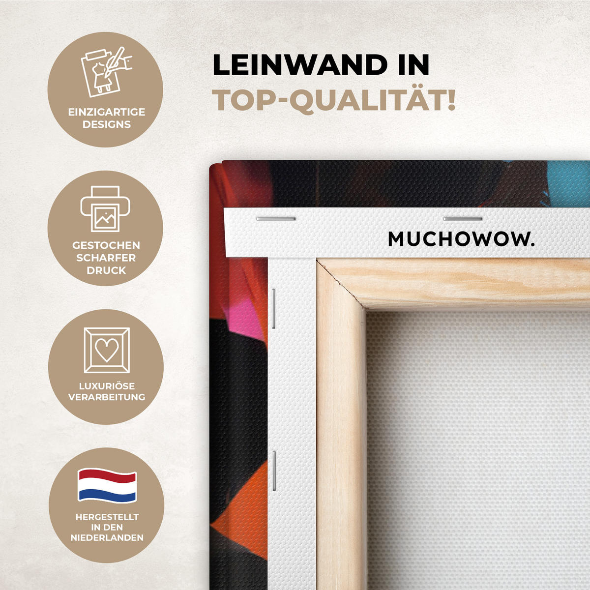 LEINWANDBILD Frau - Porträt - Farbenfroh - Kunst Groß 140x90 cm - Multicolor, Textil (140/90cm) - MuchoWow