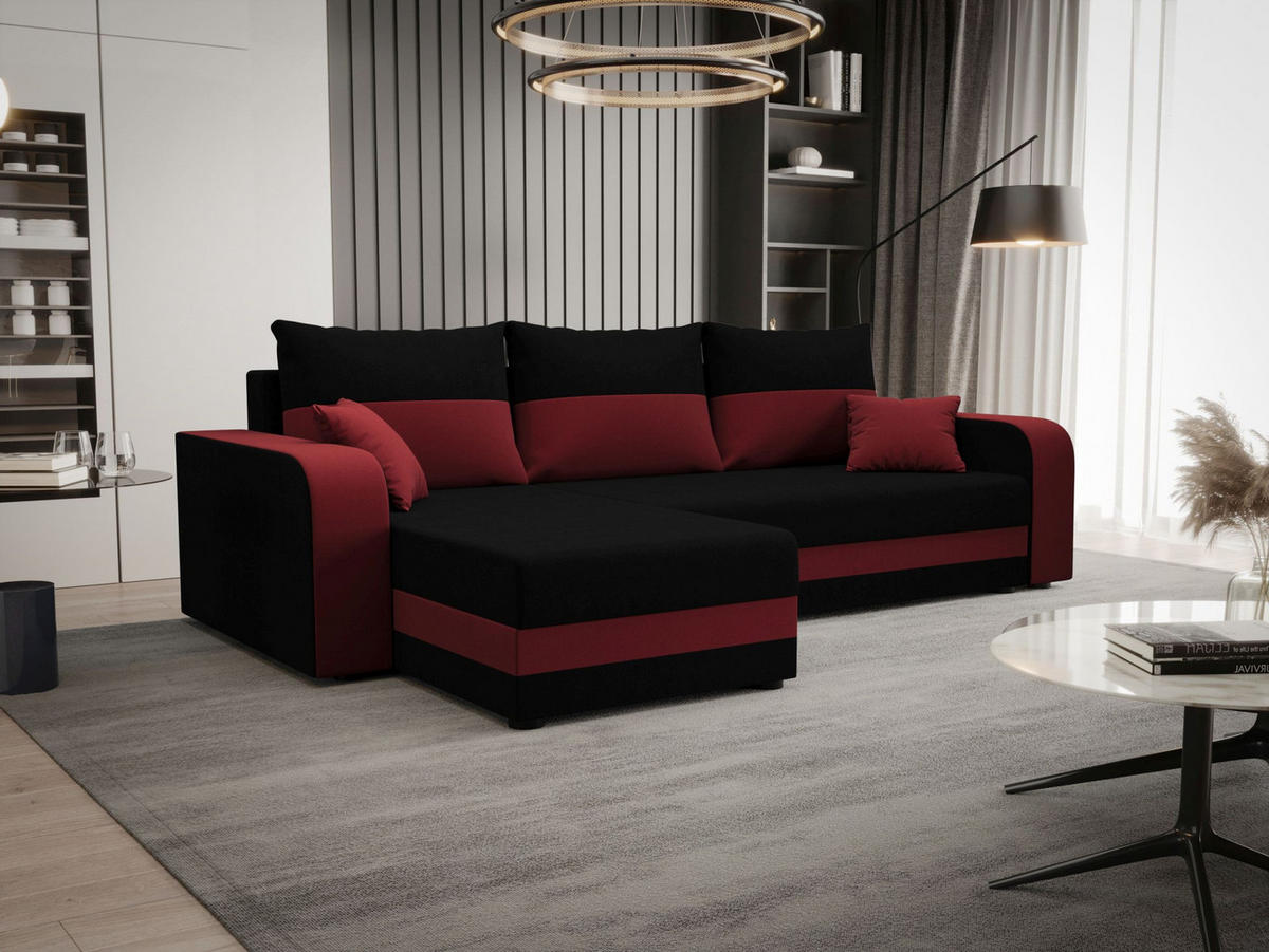 ECKSOFA HEWLET L BIS Sawana 14+13 Links mit Schlaffunktion - Rot, Textil (240/140cm) - Bedante