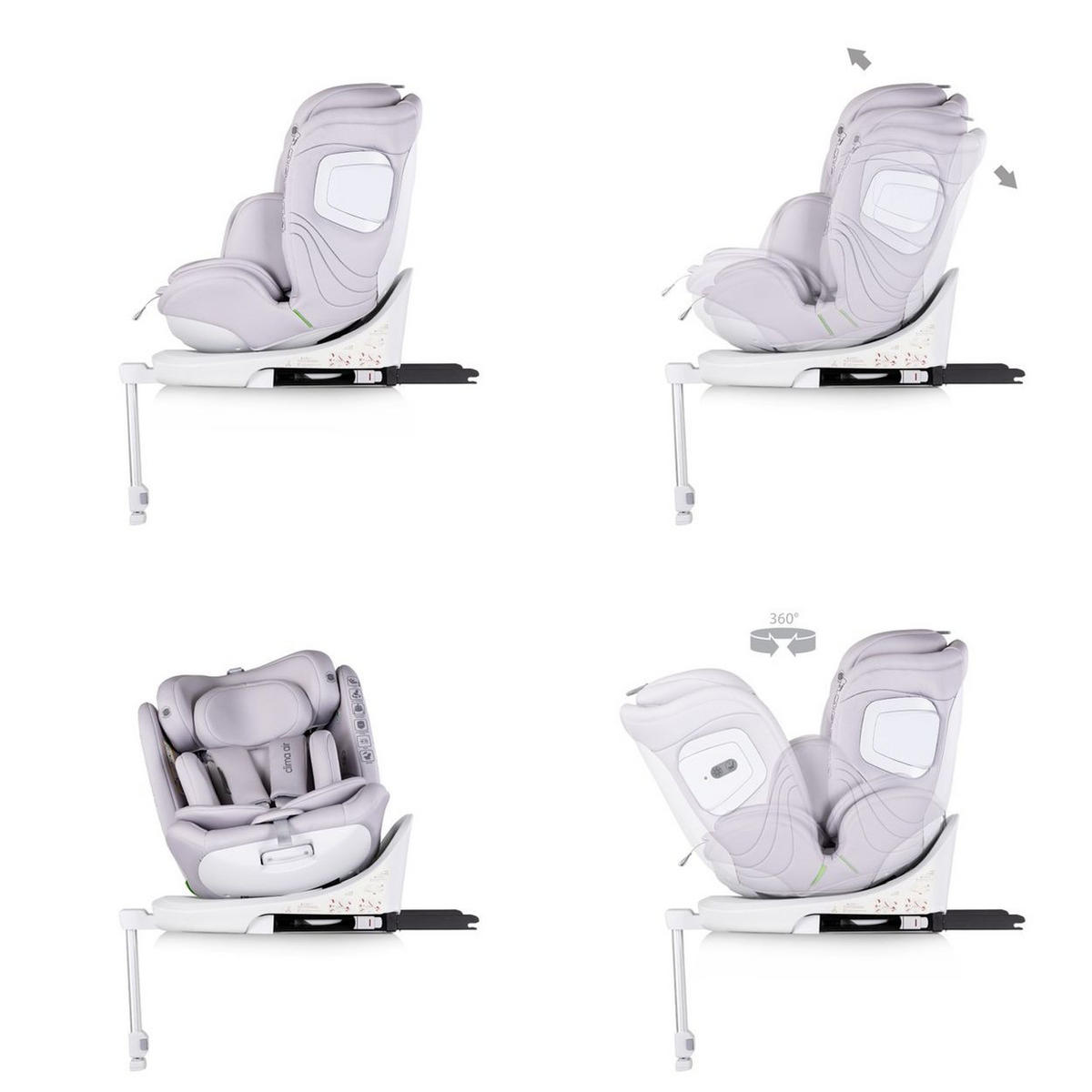 KINDERSITZ Clima Air i-Size hellgrau (40-150 cm) Isofix Lüftungs-Heizfunktion - Grau, Kunststoff (44/58/54cm) - Chipolino