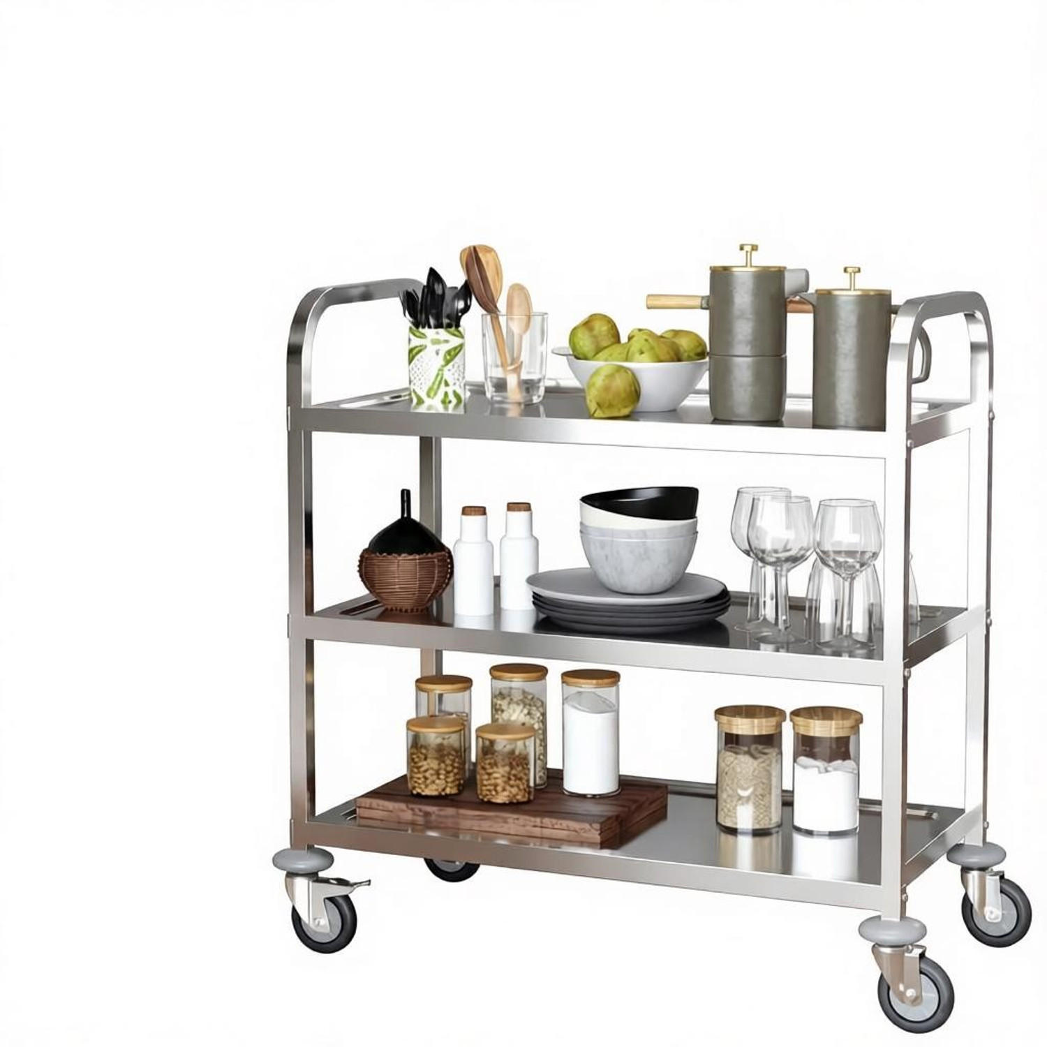 KÜCHENWAGEN Mit Rollen, 150 KG TRAGKRAFT, Für Küche Und Esszimmer, 90,5/50,5/88,2 cm - Multicolor, Holzwerkstoff (50.5/88.2/90.5cm) - Rolipo