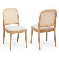 ESSZIMMERSTÜHLE 2er-Set Massivholz Rattan Leinen Holz - Naturfarben, Holz (52/84/45cm) - FLIEKS