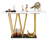 BEISTELLTISCH aus MDF und Metall 120x29,5x80 cm Weiß/Schwarz/Goldfarben mit Stauraum und Marmoroptik - Weiß, Holzwerkstoff (120/29.5/80cm) - Modfu