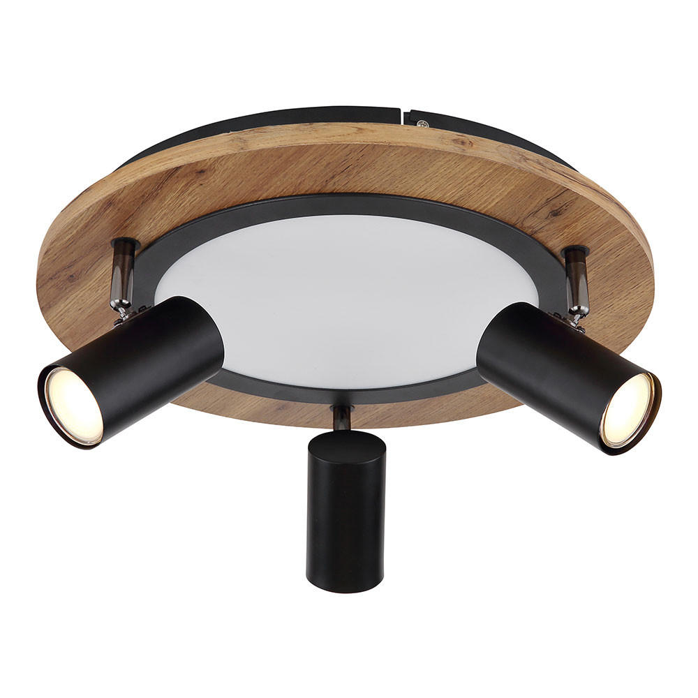 LED DECKENLEUCHTE Holz Braun - Braun, Metall (40/40/18cm) - Globo Lighting