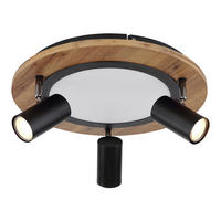 LED DECKENLEUCHTE Holz Braun - Braun, Metall (40/40/18cm) - Globo Lighting