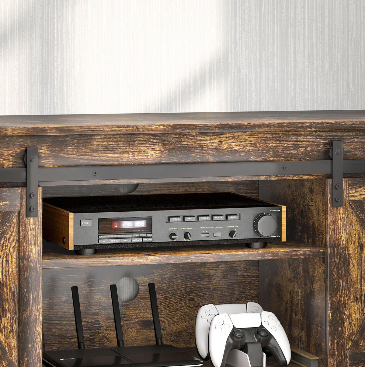 TV-LOWBOARD 120/40/54 cm braun aus Holzwerkstoff mit Schiebetüren - Braun, Holzwerkstoff (120/54/40cm) - OKWISH