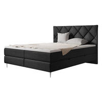 BOXBETT Letra - Chromfarben/Schwarz, Holz/Textil (160/200cm) - MIRJAN24