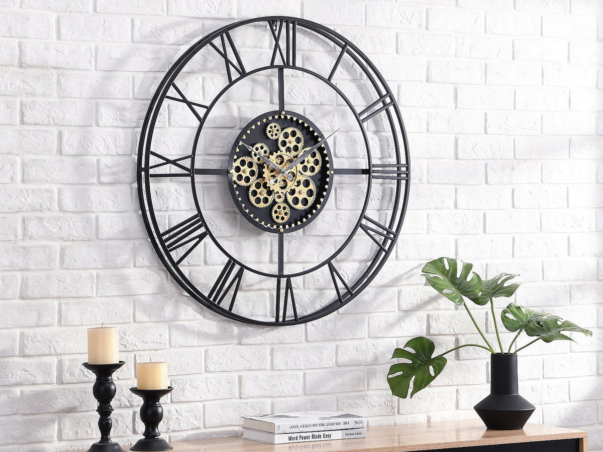 UHR - 80 cm x 6 cm - metall - schwarz, goldfarben Karial - Goldfarben/Schwarz, Metall (80/80/6cm) - Vente-Unique