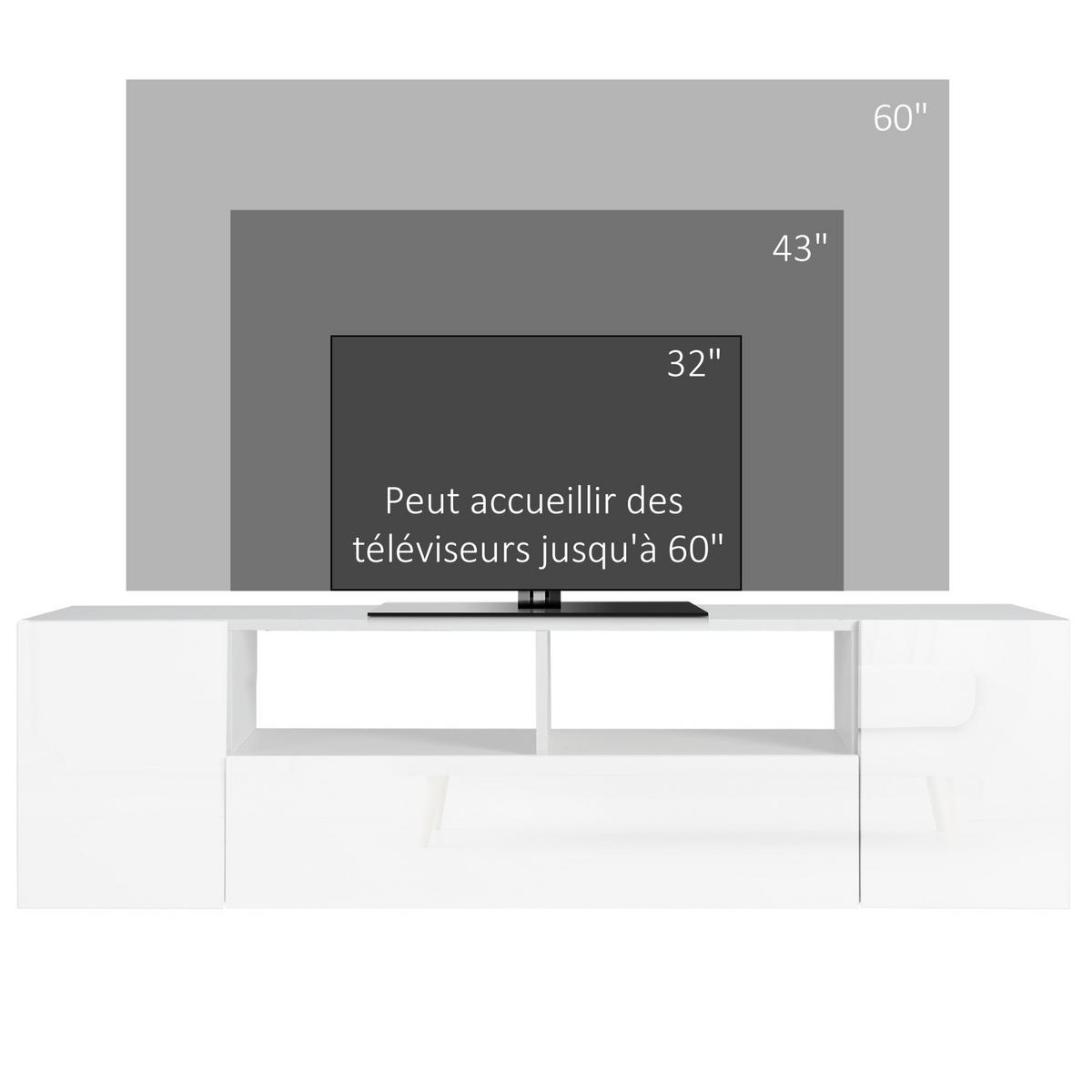 TV-LOWBOARD Weiß 137/35/42 cm, LED-Beleuchtung, Hochglanz-Front - Weiß, Holzwerkstoff (137/42/35cm) - PANGIVO
