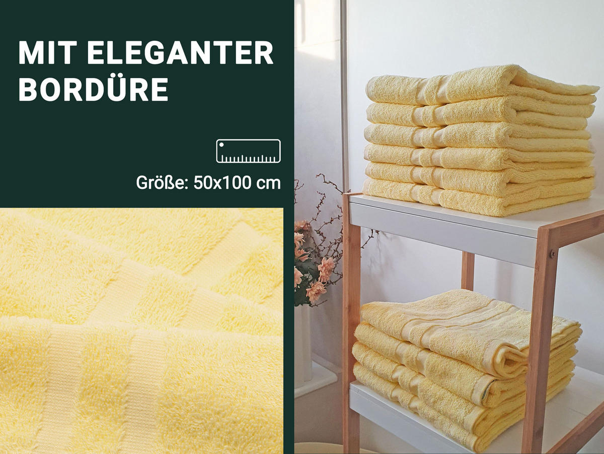 HANDTÜCHER, 6er-Set, 50x100 cm, 100% Baumwolle, Gelb - Gelb, Textil (50/100cm) - Zollner