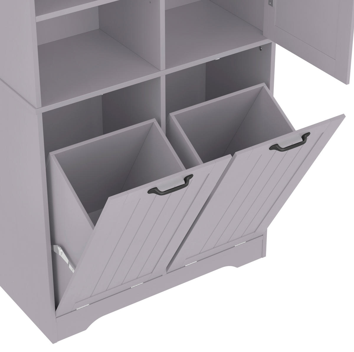 BADEZIMMERSCHRANK 78x35x172.7cm in Grau, feuchtigkeitsbeständig mit 2 Wäschekörben - Grau, Holzwerkstoff (78/172.7/35cm) - Modfu