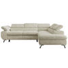 ECKSOFA PABLO L Creme Schenille grob gewebt - Rechts Seite - Creme/Schwarz, Textil/Metall (273/208cm) - MKS
