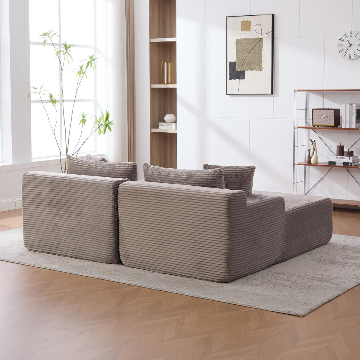 SOFAELEMENT 200/174/74.5 cm Grau mit 30D hochelastischem Schaumstoff und rutschfestem Boden - Grau, Textil (174/74.5/200cm) - Oxeza