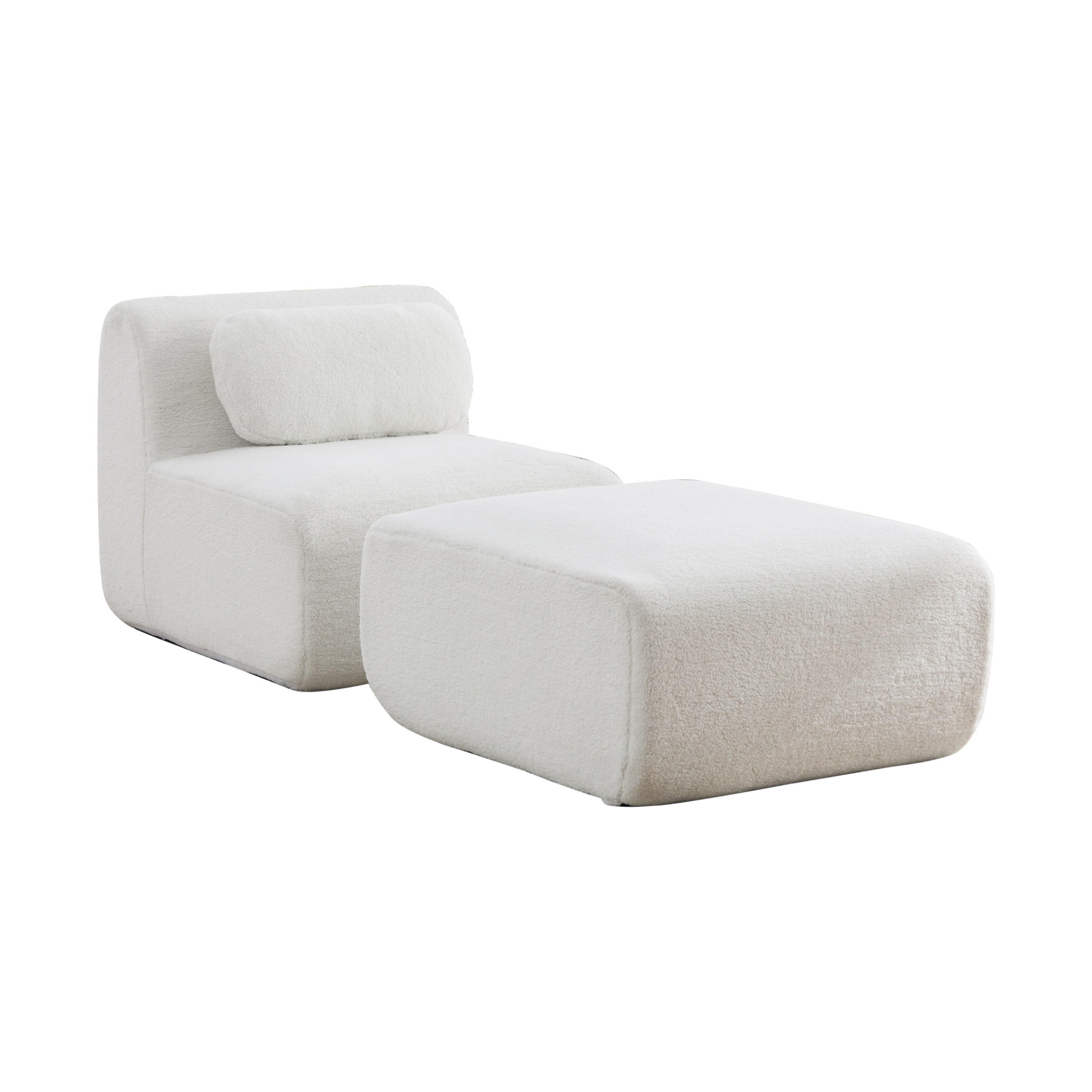 SESSEL DE-35154 mit Hocker Ivory - Creme, Textil (177/71/79cm) - ComfortXL