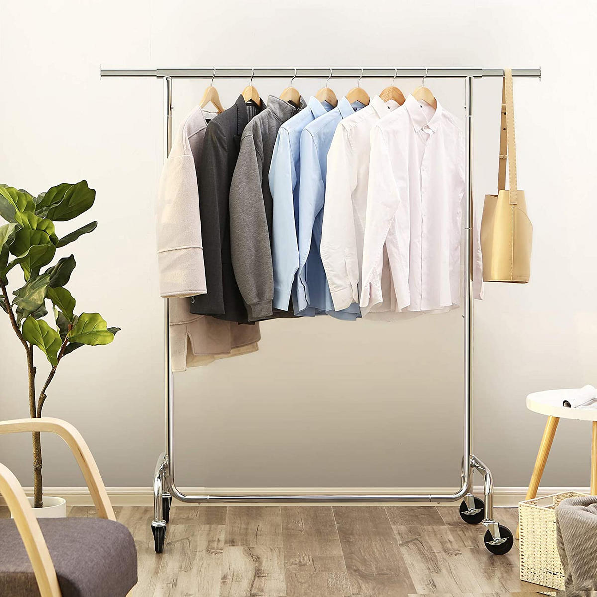 KLEIDERSTÄNDER auf Rollen – HSR11S - Alufarben, Metall (150/160/45cm)