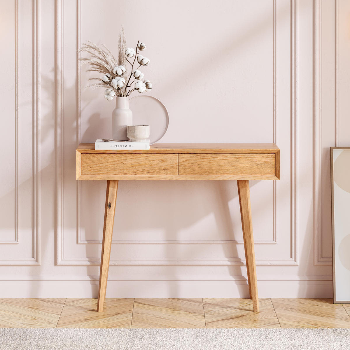 KONSOLENTISCH Quatro aus massivem Eichenholz 120 cm - Eichefarben/Braun, Holz (120/35/80cm) - Danzz